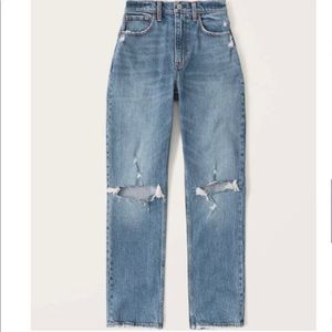 A&F Vintage Stretch Denim Curve Love 90s Ultra High Rise Straight Jeans 26L